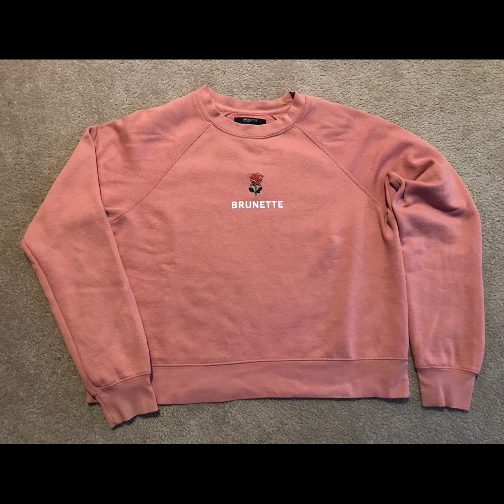 Brunette The Label Pink Rose Logo Crewneck Sweatshirt